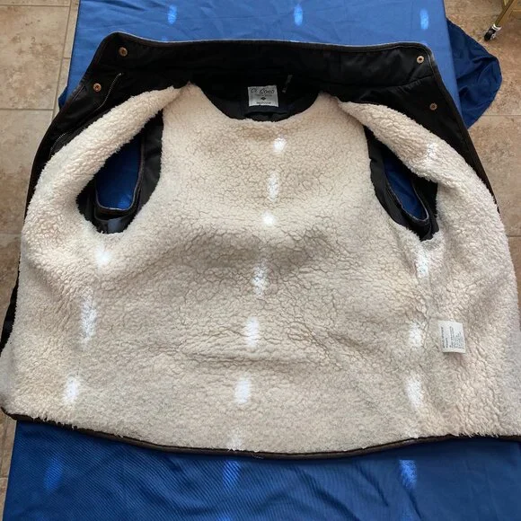 Ci Sono Vest Sherpa Lined Tan Quilted Full Zip Vest Women Size MED With Pockets - Picture 3 of 6